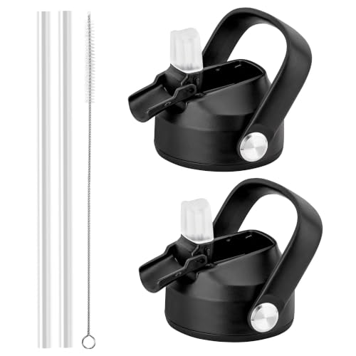Straw Lid with Silicone Nozzle for Hydro Flask 12-64 oz Wide Mouth Bottles - color: 2 Pack