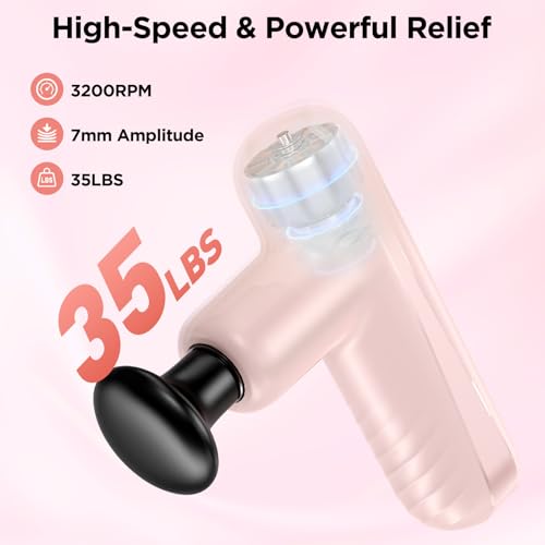 Mini Massage Gun, Powerful Handheld Muscle Massager for Muscle Relaxation, Deep Tissue Percussion Small Massage Gun Travel Massager with 4 Massage Heads Silent Brushless Motor, Pink - color: Pink