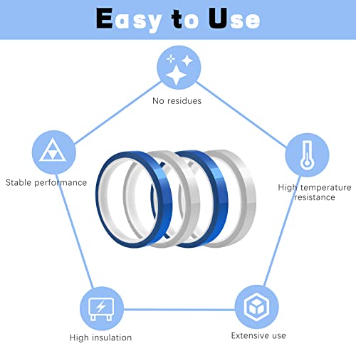 HTVRONT Heat Tape for Sublimation - Resistant 2 Rolls 20mm x 33m Tape, No Residue Transfer Blanks Tumblers Mugs Fabrics Press Thermal Blue - color: Blue, size: 10mm*33m