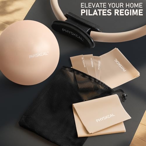 PhysKcal Pilates Kit, 15-Inch Pilates Ring with 1x Pilates Ball & 5X Bands - color: Nude