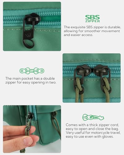 WATERFLY Fanny Pack Waist Bag: 2.5L Large 5 Zipper Pockets for Women Men - color: Light Green