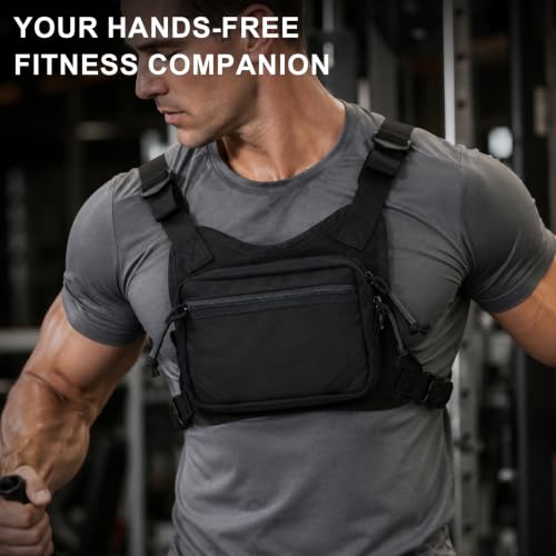 MGFLASHFORCE Chest Bag for Men and Women, Chest Rig Pack Front EDC Pouch - color: Black