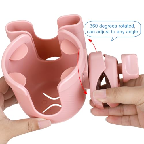 Accmor Stroller Cup Holder with Phone Holder, Bike Cup Holder, Walker Scooter Wheelchair Cup Holder Attachment, Universal Cup Holder for Uppababy Graco Strollers - color: All Light Pink Carbon Fiber Texture