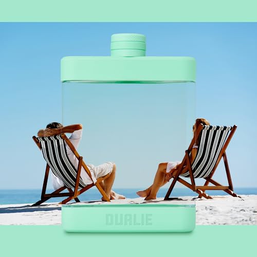 DUALIE 8 oz Hip Flask for Liquor - Shatterproof Alcohol Flasks with Clear Tritan Plastic and Silicone Grip - Flask Gift for Men & Women - Seafoam - color: Seafoam