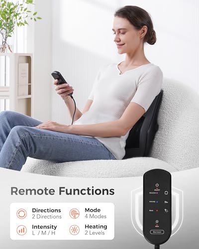 Boriwat Back Massager with Heat, 3D Kneading Massage Pillow for Back, Neck, Shoulder, Leg Pain Relief Deep Tissue, Gifts for Women Men Mom Dad - color: Black