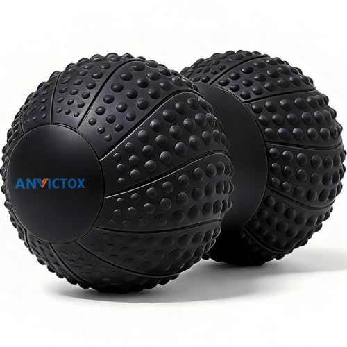 8 Inch Large Peanut Massage Ball Roller for Large Muscle Groups, Deep Tissue Double Massage Ball for Neck,Back,Leg,Low Back,Peanut Myofascia Release Ball for Muscle Knots&Physical Therapy - color: Black