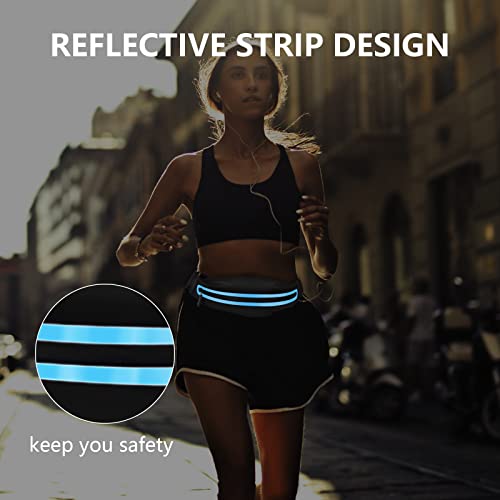Running Belt Fanny Pack, Running Waist Pack for Women & Men USA Patented Hands-Free Reflective Runner Pouch Belt Fitness Workout Bag No-Bounce Adjustable Sport Travel Fanny Pack Cell - color: Blue