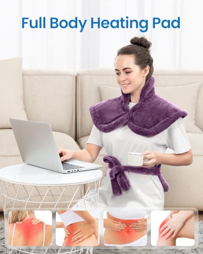 RENPHO Electric Heating Pad for Back with 6 Heat Levels, Christmas Gift - color: E-purple, size: 24"x33"