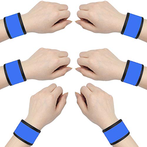 LED Glow Slap Bracelets Light Up Wristbands Flashing Arm Wrist Bands High Visibility Safety Gear Lights for Cycling Walking Running Concert Camping Outdoor Sports, Fits Women Men - color: Blue - (6 Pack) - New Packaging, Come With 2 Extra Button Battery