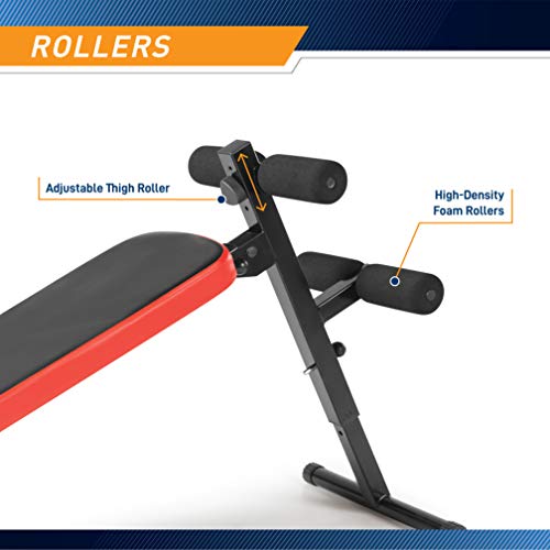 Marcy Utility Slant Board With Headrest Folding Design Adjustable Positions SB-4606 Black/Red 29 x 18 x 59 Inches