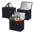VENO 3 Pack Cooler Bag Insulated Grocery Bags for Food Delivery Heavy Duty - color: Black, size: 3 Pack