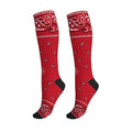 Compression Socks Knee High Support Stockings Women Men - color: Black Border Red Colorful Paisley