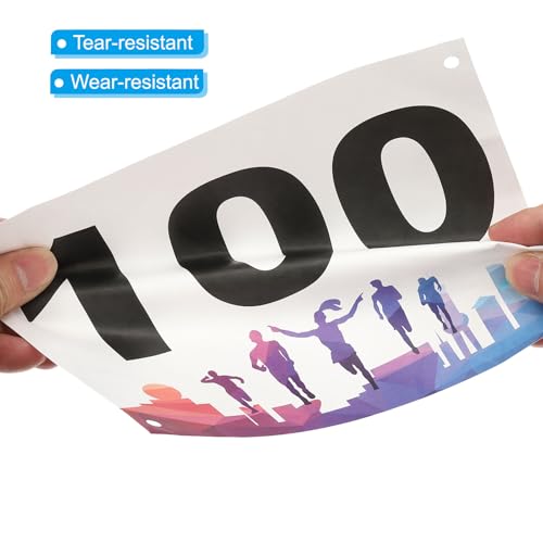 PATIKIL Tearproof Running Bib Numbers Waterproof Race Competitor Numbers with Safety Pin for Marathon - style: 1-50