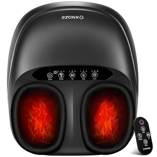 KNQZE Shiatsu Foot Massager with Heat for Plantar Fasciitis, FSA Eligible - color: Black