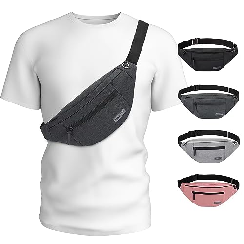 Small Crossbody Fanny Pack Women Men Shoulder Sling Bag Carrying All Phones - color: Dark Grey, size: Large