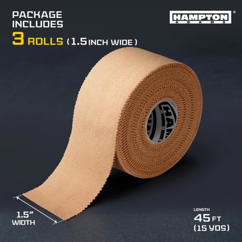 Hampton Adams Athletic Sports Tape, Very Strong, Easy Tear, No Residue - color: Beige (1.5 Inch)