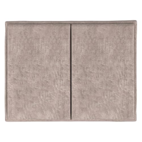 SIMPLIHOME Owen 34" Wide Vegan Leather Rectangle Tray Top Ottoman in Grey - color: Distressed Grey