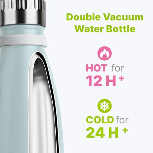 Kids Water Bottle,9 oz Stainless Steel Vacuum Insulated,Leak Proof (2Pcs) - color: Baby Blue 2Pack, size: 9 Ounces