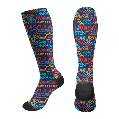 FREEHOTU Compression Knee High Socks for Women/Men Circulation 15-20 Mmhg - color: Vascular