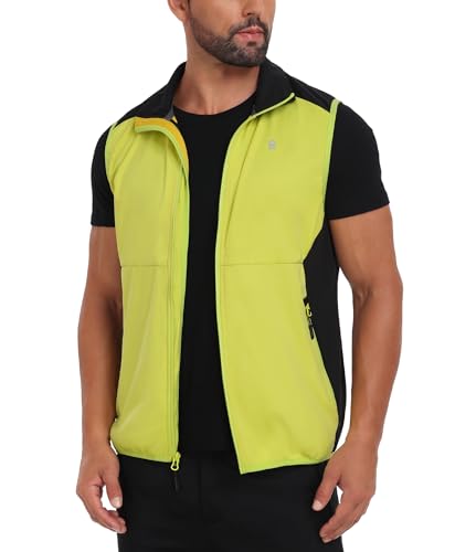 Little Donkey Andy Men's Softshell Vest Lightweight Windproof Waterproof - color: Reflective Green, size: X-Large