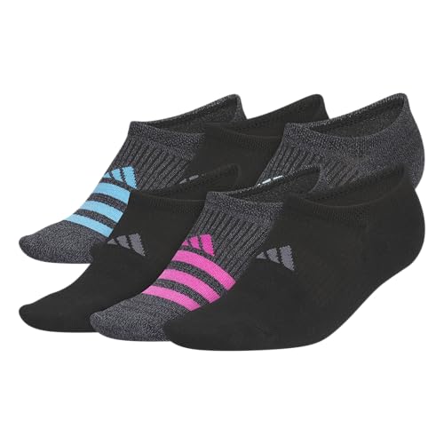 adidas Women's Superlite Super No Show Socks 6 Pairs - color: Black/Lucid Aquamarine/Flash Aqua Blue/3