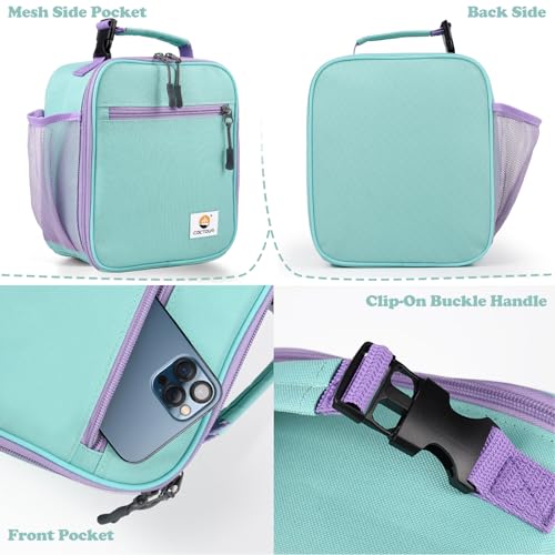 CaCTOUR Lunch Box Kids,2 Packs Insulated Lunch Bag for Girls Boys,Soft Bag Mini Cooler Back to School Thermal Reusable Lunch Bag for Work School Picnic (Light Green & Pink) - color: Light Green+Pink