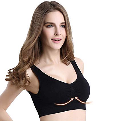 Boolavard Women's Seamless Sports Style Bra Crop Top Vest Stretch Shapewear - color: 4 X Black, size: X-Large