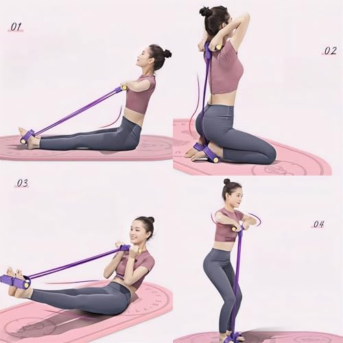 21 Fitness Resistance Bands-4 Tube Pedal Ankle Puller - 2023 New Sit up Leg Stretch Rope Exercise Bands with Handles, Stretching Workout Fitness Bands for Arm Weights Exercise Equipment - color: Pink