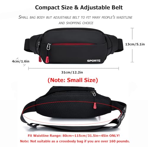 Fanny Pack Men Women Water-resistant Sports Waist Pack Small Bumbag Unisex - color: Black