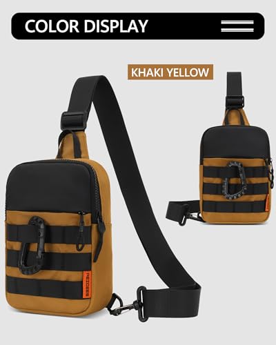 Peicees Crossbody Bag for Men Mini Sling Bag Anti Theft Purse, Khaki Yellow - color: Khaki Yellow