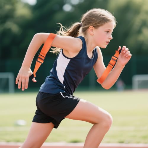 Arm Swing Trainer for Youth, Adjustable Nylon Running Arms position for 90 Degrees - color: Orange