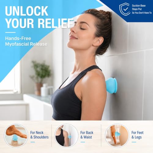 Portable Silicone Muscle Massage Ball with Suction Base for Neck Shoulder Back and Waist Relief Self-myofascial Release Tool for Deep Tissue Relaxation and Muscle Tension Release