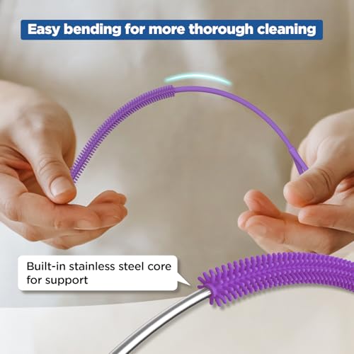 YOTIME Silicone Straw Cleaner Brush, 2Pcs Reusable Straw Brush, Purple - color: Purple