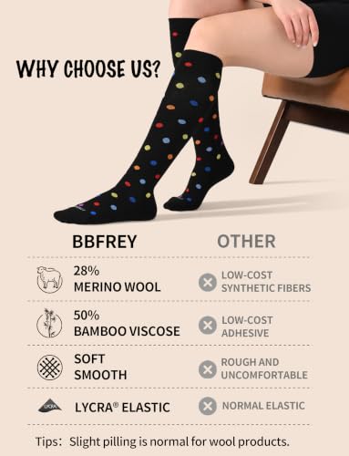 Silky-Soft Merino Wool Compression Socks 15-20 mmHg for Women & Men 2 Pairs - color: 2 Pairs - Polka Dots, size: Small-Medium