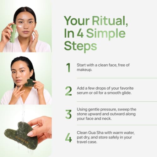 PLANTIFIQUE Jade Gua Sha Facial Tools – Lymphatic Drainage Face Massager - color: Jade, size: 1 Count (Gua Sha)