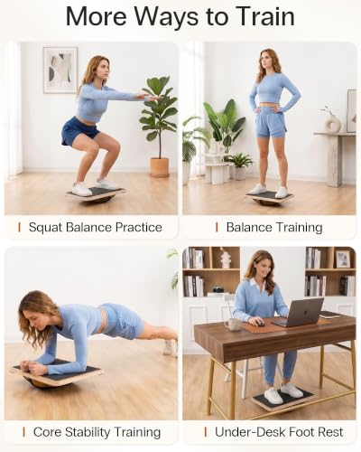 StrongTek Wooden Balance Board, Basic Rocker or Advanced 360° Wobble - color: Standard-Advanced-360° Rotation