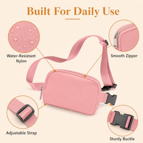 Fanny Pack, Adjustable Crossbody Waist Bag, Pink - color: Pink