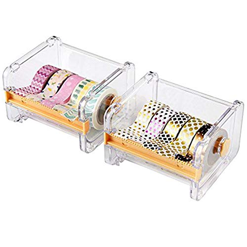 2pcs HomDSim Washi Tape Dispenser Cutter,Roll Tape Holder Organizer,Masking Tape Desktop Tape DIY Sticker Roll Tape Cutter Holder Storage,Washi Tape Box Yellow - color: Yellow