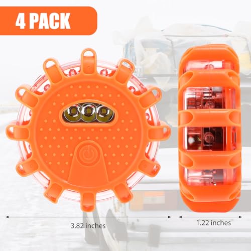 Tallew LED Emergency Road Flares Safety Warning Lights Magnetic, 4 Pack