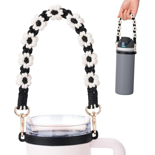 Water Bottle Handle Strap for Stanley Cup, Owala and Most 12-40oz Bottles - color: Daisy 10