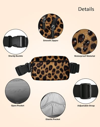 Leopard Print Fanny Pack Fashion Belt Bag Lightweight Waist Pouch with Adjustable Strap Mini Crossbody Bags for Women Travel Sports Running - color: Brown