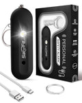 Personal Safety Alarm for Women - Waterproof Rechargeable Security Alarm - 140dB Extra Loud Siren with SOS Strobe Light - Self Defense Keychain for Women Girls Teens Seniors(Black) - color: Black