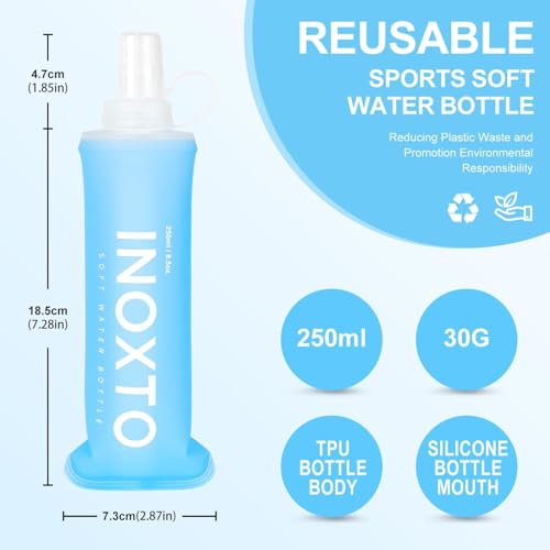 INOXTO Running Hydration Vest ,Lightweight Insulated Pack with 250ml Soft Flask Daypack for Hiking Trail Running Cycling Race Marathon for Women Men - color: Gray Dark blue