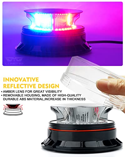LUMENIX LED Rooftop Mini Beacon Lights Bar, Red Blue - color: Red Blue