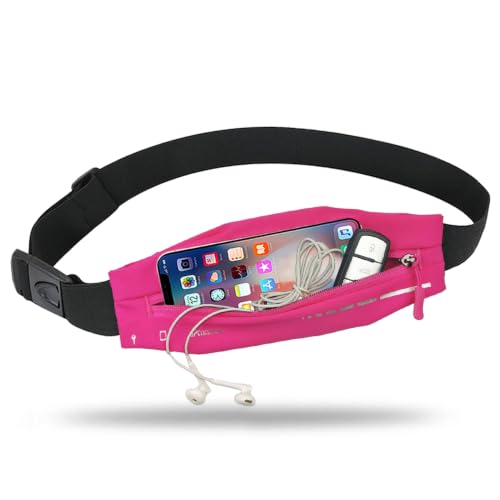 AIKENDO Slim Running Belt for Women Men,Runners Fanny Pack Phone Holder - color: Pink01