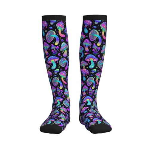Tie Dye Compression Socks Knee High Support Socks For Women Men Running Athletic Hiking - color: Mushroom