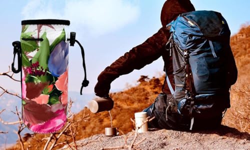 Wanty Neoprene 20 Oz Insulated Water Drink Bottle Cooler Carrier Cover Sleeve Tote Bag Pouch Holder Strap for Climbing Cycling and Running Outdoor Activities (Peony) - color: Peony