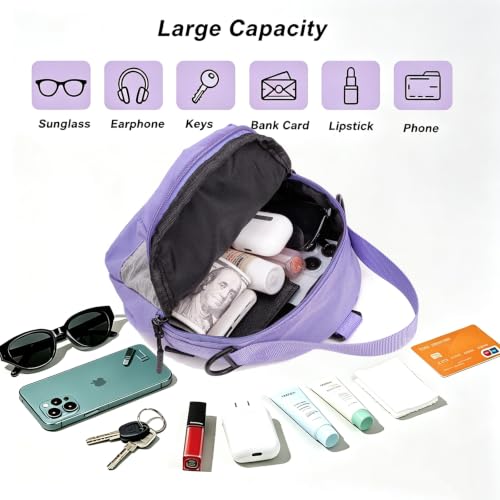 Water Bottle Carrier Bag with Strap, Water Bottle Holder Crossbody Backpack Handbags for Women Men for Hiking - color: Purple
