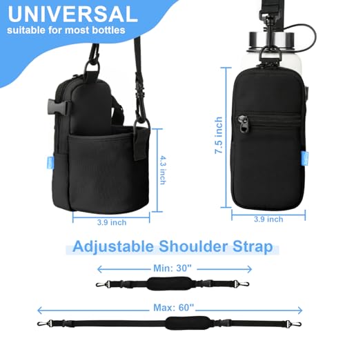 Xxerciz Water Bottle Carrier Bag with Phone Pocket Crossbody Sports Water Bottle Sling Pouch Holder with Adjustable Shoulder Strap, Universal Water Bottle Accessories for Walking Hiking