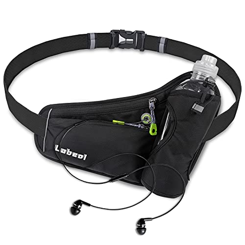 Labeol Waist Pack, Waterproof Hydration Belt with Water Bottle Holder, Adjustable Fanny Pack for Running, Hiking, Walking, Cycling, Black - color: Black